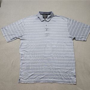 Gary Player Grey Striped Short Sleeve Golf Polo Shirt Sz Large